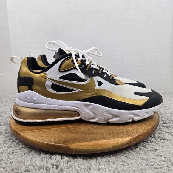Nike Mens 11.5 Air Max 270 React White Metallic Gold Athletic Sneaker CW7298-100 - Picture 3 of 12